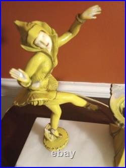 Antique Art Deco J. B. Hirsch Gerdago Harlequin Pixie Lamp, Millifiore Shade