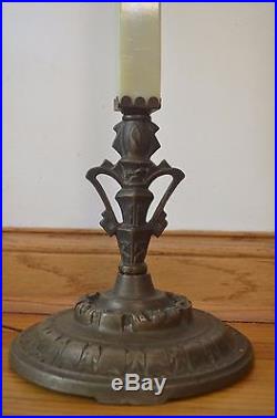 Antique Art Deco Jadeite Glass Cast Iron Bronze Art Floor Lamp
