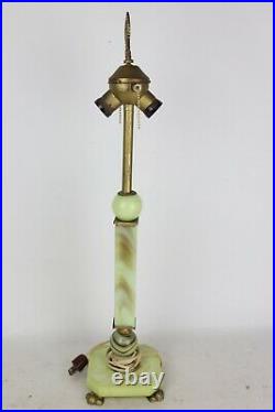 Antique Art Deco Jadeite Uranium Slag Vaseline Houze Glass Lamp Akro Agate Works
