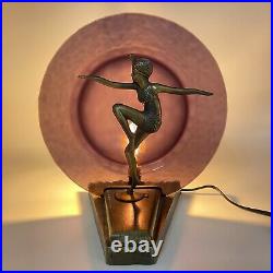 Antique Art Deco Lamp L&L WMC Dancing Ladies Purple Glass Loevsky LOT of 2