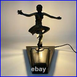 Antique Art Deco Lamp L&L WMC Dancing Lady Bird Purple Glass 9919 Loevsky Vintag