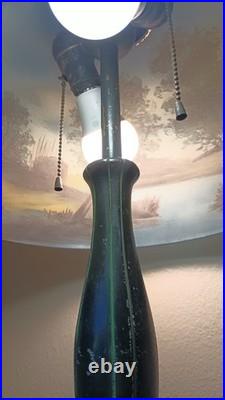Antique Art Deco Lamp Reverse Painted Shade Signed Moe Bridges Co # 172 C. 1925