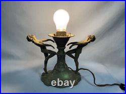 Antique Art Deco Lamp with two nude ballets By WRJ AND AGF CO