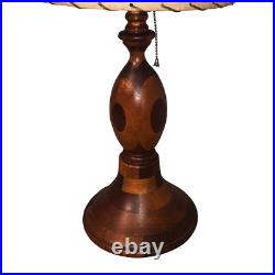 Antique Art Deco Marquetry Walnut Maple Table Desk Office Lamp Light