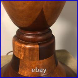 Antique Art Deco Marquetry Walnut Maple Table Desk Office Lamp Light