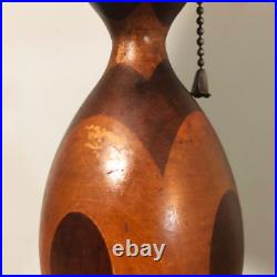 Antique Art Deco Marquetry Walnut Maple Table Desk Office Lamp Light