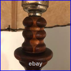 Antique Art Deco Marquetry Walnut Maple Table Desk Office Lamp Light