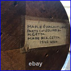 Antique Art Deco Marquetry Walnut Maple Table Desk Office Lamp Light