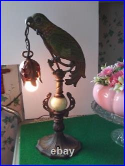 Antique Art Deco Metal Painted Parrot Lamp Refurbished