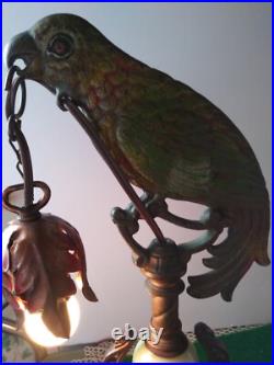 Antique Art Deco Metal Painted Parrot Lamp Refurbished