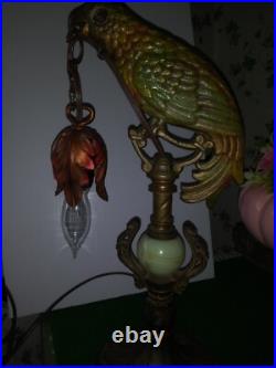Antique Art Deco Metal Painted Parrot Lamp Refurbished