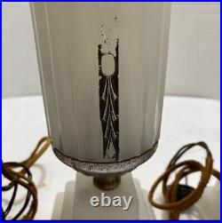 Antique Art Deco Milk Glass Lamps Bullet Boudoir Vanity Skyscraper 1930's