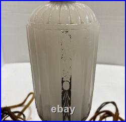 Antique Art Deco Milk Glass Lamps Bullet Boudoir Vanity Skyscraper 1930's
