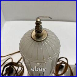 Antique Art Deco Milk Glass Lamps Bullet Boudoir Vanity Skyscraper 1930's