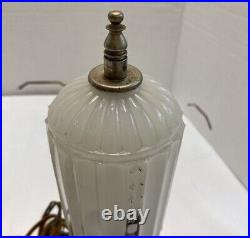 Antique Art Deco Milk Glass Lamps Bullet Boudoir Vanity Skyscraper 1930's
