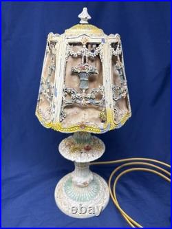 Antique Art Deco Nouveau French Cast Iron Boudoir Lamp Floral Working