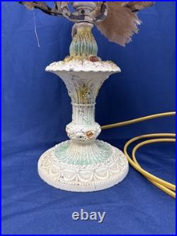 Antique Art Deco Nouveau French Cast Iron Boudoir Lamp Floral Working