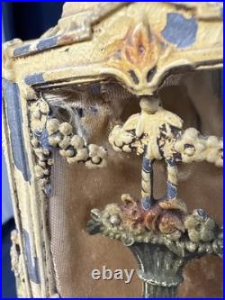 Antique Art Deco Nouveau French Cast Iron Boudoir Lamp Floral Working