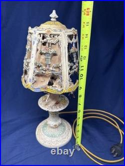 Antique Art Deco Nouveau French Cast Iron Boudoir Lamp Floral Working