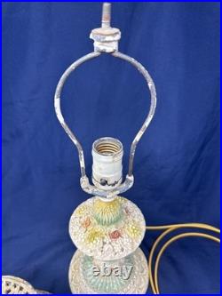 Antique Art Deco Nouveau French Cast Iron Boudoir Lamp Floral Working