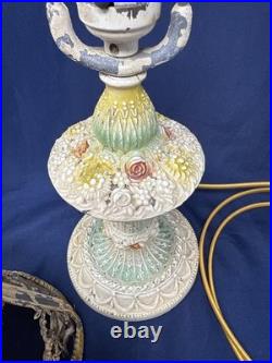 Antique Art Deco Nouveau French Cast Iron Boudoir Lamp Floral Working