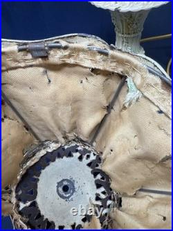 Antique Art Deco Nouveau French Cast Iron Boudoir Lamp Floral Working