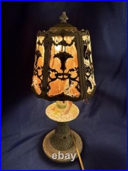 Antique Art Deco Nouveau French Cast Iron Boudoir Lamp Floral Working