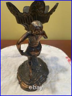 Antique Art Deco Period Lamp With Two Dancers Bronze Painted Finish 1930's
