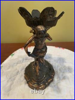 Antique Art Deco Period Lamp With Two Dancers Bronze Painted Finish 1930's