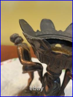 Antique Art Deco Period Lamp With Two Dancers Bronze Painted Finish 1930's