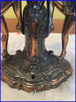 Antique Art Deco Period Lamp With Two Dancers Bronze Painted Finish 1930's