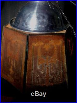 Antique Art Deco REMBRANDT Lamp Shade Screen Glass Beads Sand Stencil Airbrush