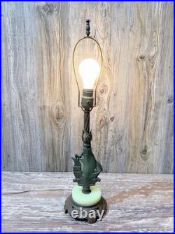 Antique Art Deco Sailing Ship Lamp Uranium Slag Base 23 Tall