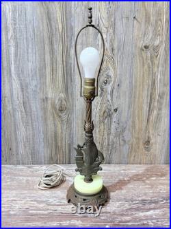 Antique Art Deco Sailing Ship Lamp Uranium Slag Base 23 Tall