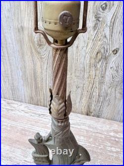 Antique Art Deco Sailing Ship Lamp Uranium Slag Base 23 Tall