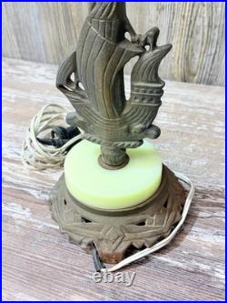 Antique Art Deco Sailing Ship Lamp Uranium Slag Base 23 Tall
