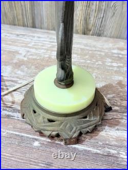 Antique Art Deco Sailing Ship Lamp Uranium Slag Base 23 Tall