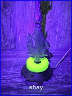 Antique Art Deco Sailing Ship Lamp Uranium Slag Base 23 Tall