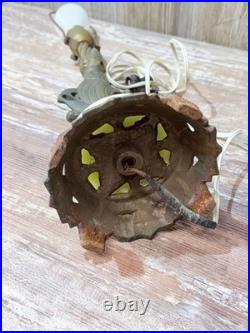 Antique Art Deco Sailing Ship Lamp Uranium Slag Base 23 Tall