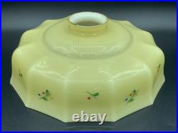 Antique Art Deco Seiling Lamp Light Glass Shade Hand Painted Enamel Flowers 1930