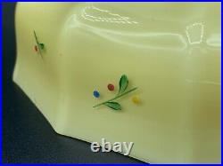 Antique Art Deco Seiling Lamp Light Glass Shade Hand Painted Enamel Flowers 1930