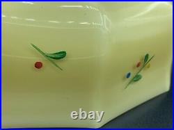 Antique Art Deco Seiling Lamp Light Glass Shade Hand Painted Enamel Flowers 1930