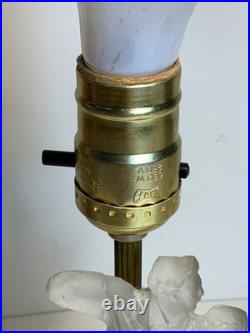 Antique Art Deco Skyscraper Shade Dancing Couple Frosted Glass Lamp 14 in