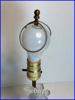 Antique Art Deco Skyscraper Shade Dancing Couple Frosted Glass Lamp 14 in