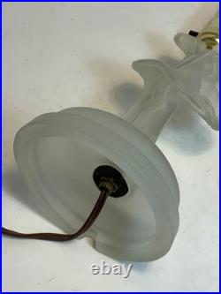 Antique Art Deco Skyscraper Shade Dancing Couple Frosted Glass Lamp 14 in Antique Art Deco Skyscraper Shade Dancing Couple Frosted Glass Lamp 14 in