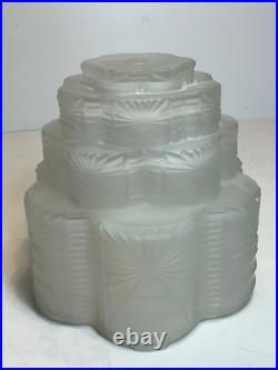 Antique Art Deco Skyscraper Shade Dancing Couple Frosted Glass Lamp 14 in