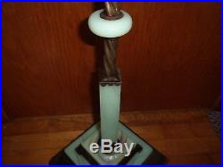 Antique Art Deco Slag Vaseline Glass Jadite Floor Lamp