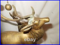 Antique Art Deco Stag and Doe deer bronze table lamp