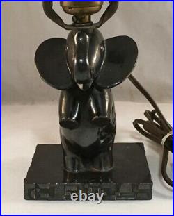 Antique Art Deco Standing Elephant Figural Electric Table Lamp Cast Metal