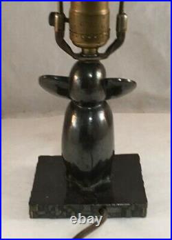 Antique Art Deco Standing Elephant Figural Electric Table Lamp Cast Metal